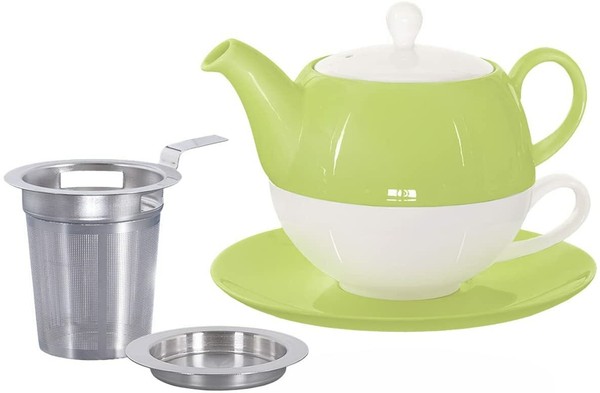 Buchensee Tea For One / Teeset Lena, Teekanne 500Ml + Sieb, Abtropfschale, GrüN-image