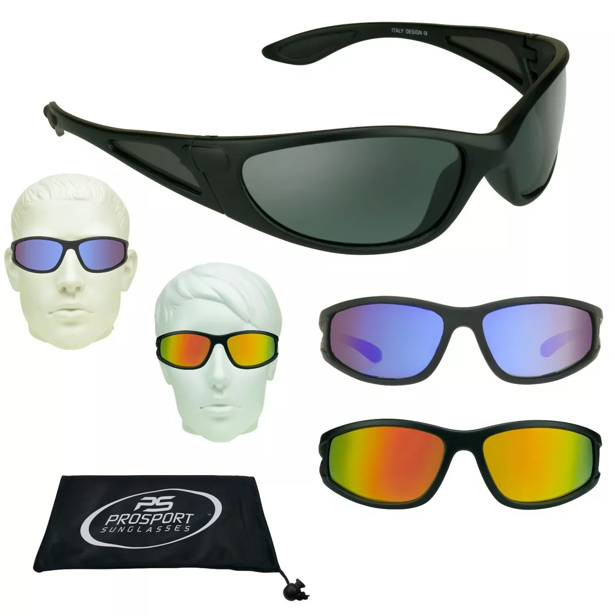 Floating Polarized Mirrored Fishing Sunglasses Side Shield Wrap