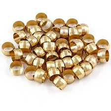 50 Pcs Brass Compression Fitting 3/8" Tube OD Compression Sleeves Ferrules Br...
