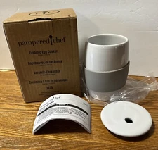 Egg Cooker Pampered Chef Ceramic with Directions and Recipes New In Box