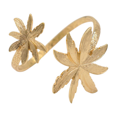Women Wrist / Arm Cuff Bracelet Gold Metal Flowers Wrap Around One Size Fits All
