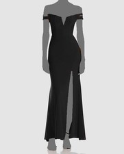 $228 Aqua Dresses Women's Black Off-the-Shoulder Gown Dress Size 2