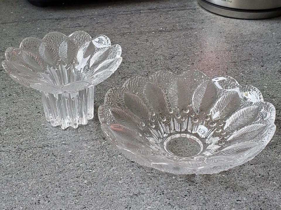 Glasschale und Kerzenhalter Kristallglas geschliffen DDR 80iger Neuwertig - Bild 4 von 4
