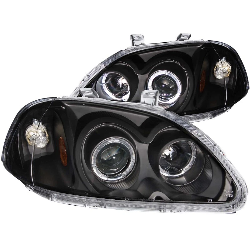 Faros proyectores ANZO para Honda Civic 1996-1998 con halo negro Foto 3 de 4