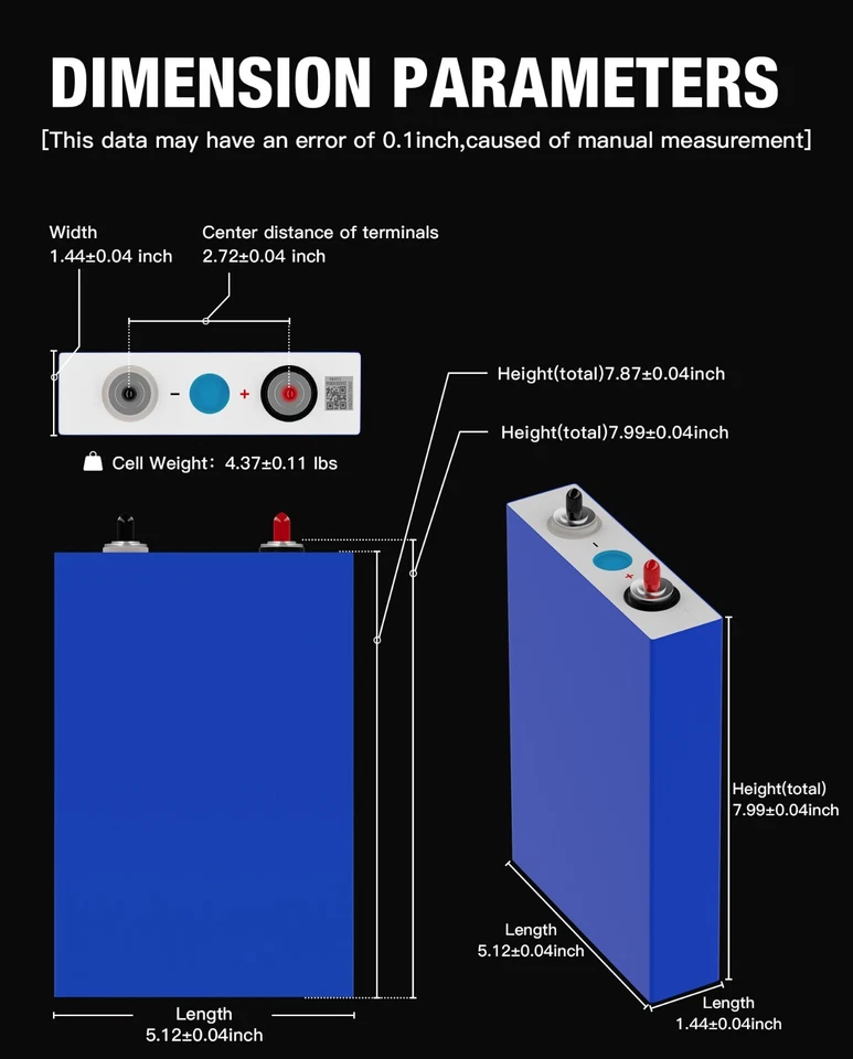 3.2V 105Ah LiFePo4 Lithium Iron EVE Cells DIY 12V 24V 36V 48V Battery Grade A+ - Image 3 of 4