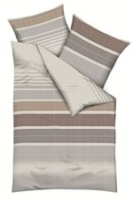 JACK by Kaeppel Fein Biber Bettwäsche 2tlg. Structure Nougat Streifen Grau Beige