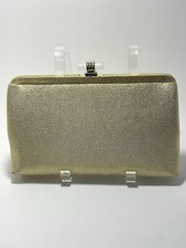 Vintage Ande Shimmering Gold Tone Evening Clutch Purse W/Chain Rl
