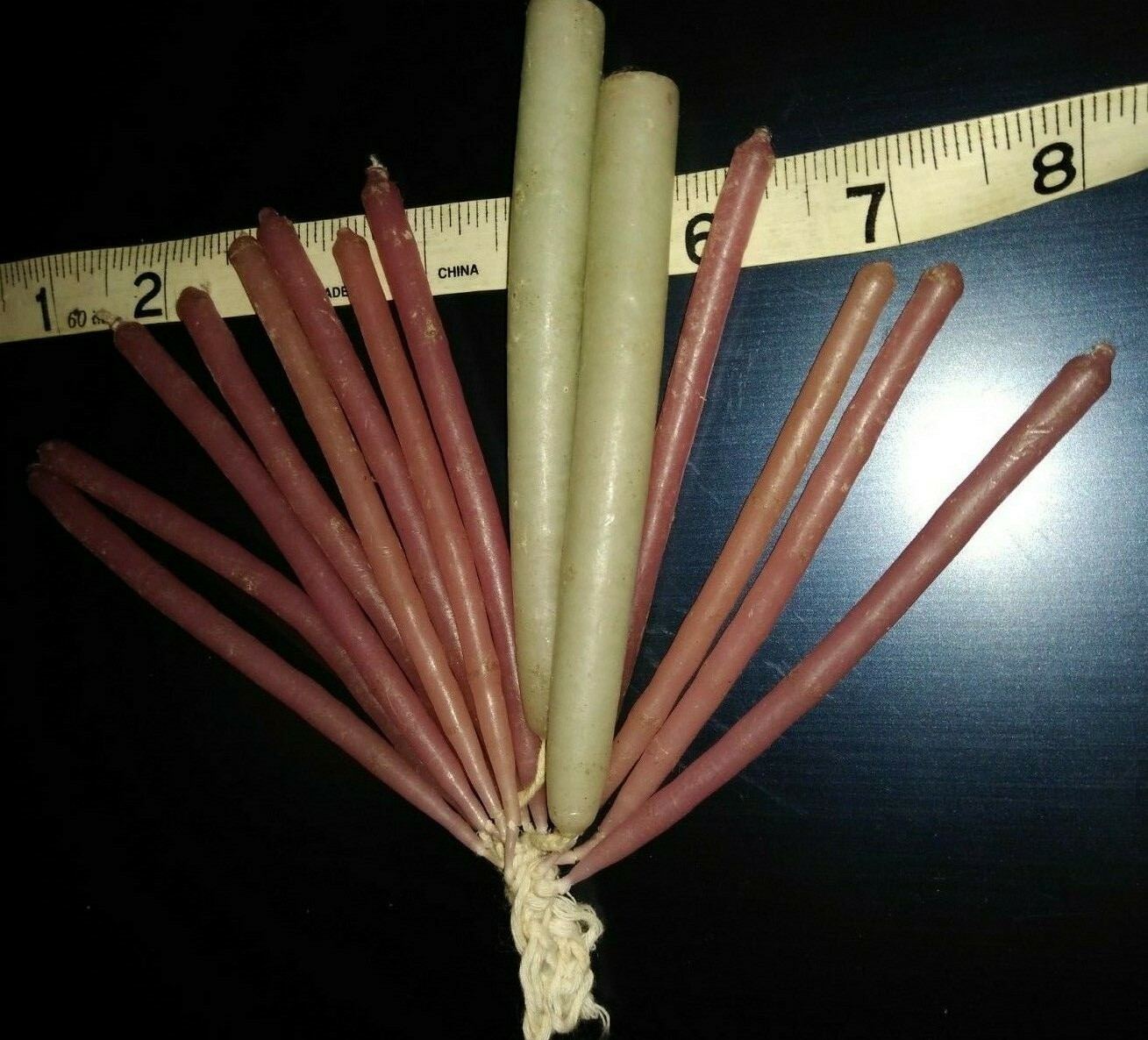 Vtg Lot of 14 Hand Dipped Mini Taper Candles Unscented Lavender & Sky Blue 4.5" 