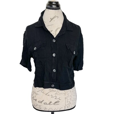 Dont Ask Why Womens Button Down Shirt Blouse One Size Made Italy Short Sleeve 