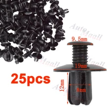 25 X Fit 8mm Hole Car Body Plastic Rivets Fastener Fender Bumper Push Pin Clips