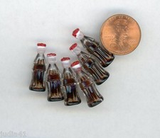 Miniature Dollhouse 6 Plastic Pop Bottles of Cola 7/8" high