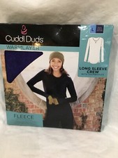 Cuddl Duds Women's Fleece Stretch Long sleeve Crew Top Warm Layer Royal Purple