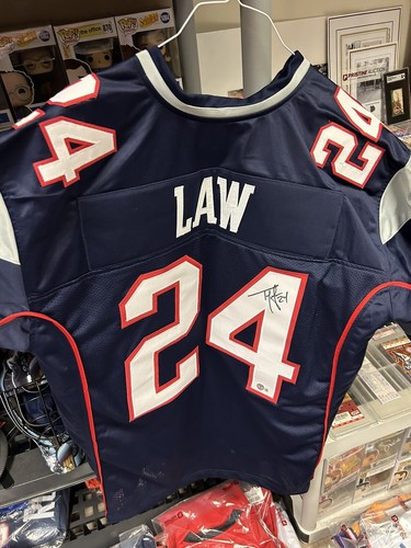 TY LAW New England Patriots SIGNED Blue NFL CUSTOM JERSEY Beckett COA Auto HOF - Picture 2 of 5
