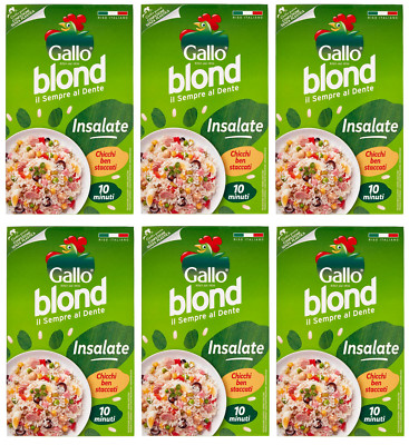 6x Gallo Riso Blond Insalate,100% Italienischer Reis,Kochzeit 10 Minuten,1Kg