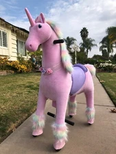 MEDALLION - My Pony Ride On Real Walking Horse - Medium Pink Rainbow Unicorn 