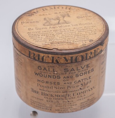 Intact Antique - Bickmore Gall Salve Horse Cattle Veterinary 1lb Tin w/ Contents