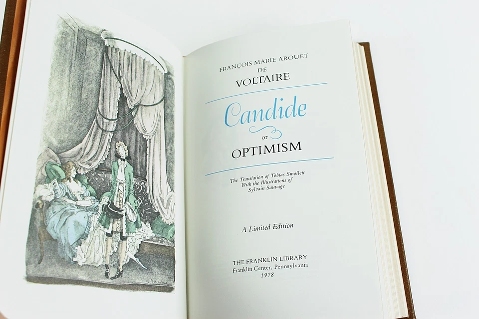 CANDIDE or OPTIMISM by Voltaire Full Tan Leather Edition Sylvain Sauvage Pics - Image 2 of 4