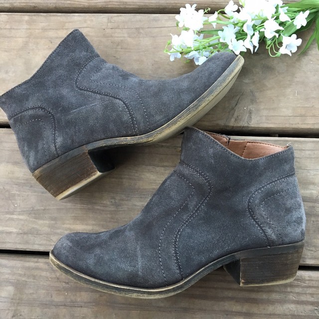 Lucky Brand Leather Suede Gray Ankle Booties. Size 6.5. eBay