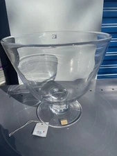 SIMON PEARCE ESSEX FOOTED BLOWN GLASS CRYSTAL COMPOTE BOWL XL 10" x 11" Display
