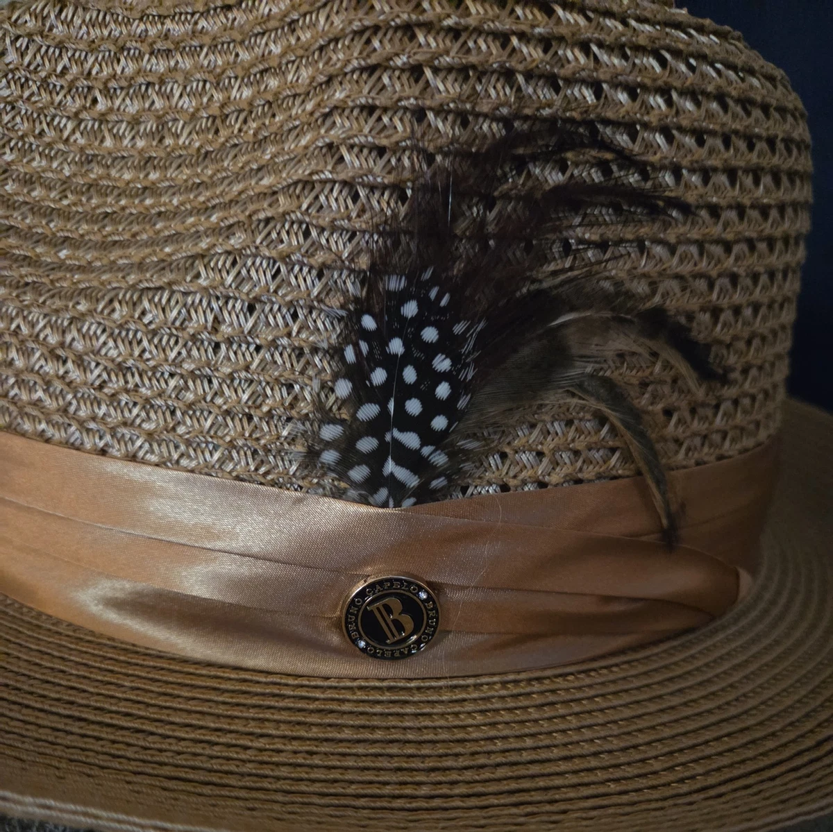 Nuevo Bruno Capelo Polybraid Paja Fedora Beige Hombre Sombrero Talla L