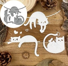 3Pcs/Set Cats Metal Die Cuts, Lovely Lying Cutting Dies Cut... 
