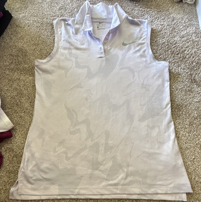 Nike Dri-FIT Women s Sleeveless Collared Golf Polo Gray M Dots Polyester