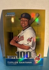 2010 Bowman Chrome - Topps 100 Prospects Carlos Santana #TPC12 Gold Refractor...