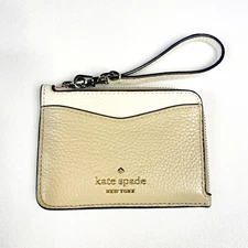 Kate Spade New York Women Pass Case Coin Case Leather Beige