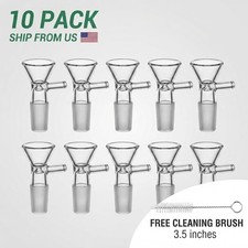 10 Pack 14mm Male Glass Bowl Replacement, Clear Thick Glass Funnel Herb Bowls