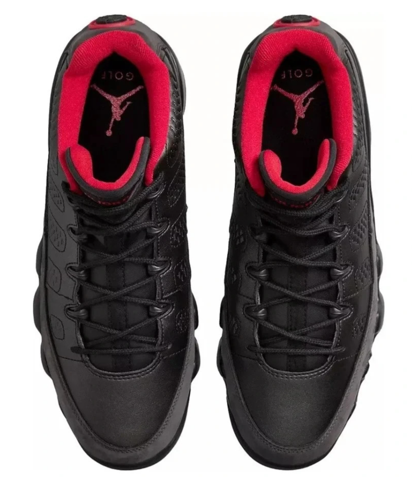 AIR JORDAN MEN'S 9 G GOLF SHOES BLACK DARK CHARCOAL RED SIZE 10