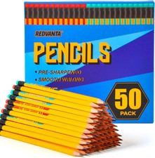 Pre-Sharpened 2 Pencils Bulk, Back to School Supplies, 50 Count