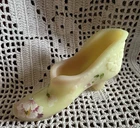 Fenton Burmese Shoe Slipper Handpainted Floral Glows NIB