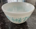 Pyrex Butterprint Amish 401 Promotional White Turquoise Nesting Mixing Bowl B20