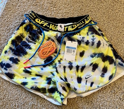 $120 NEW Nike X OFF WHITE NRG Running Shorts Volt Tiedye CK4809 Women s Medium M