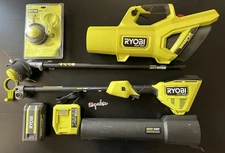 Ryobi 40V HP Brushless 600 CFM Cordless Leaf Blower Carbon Fiber String Trimmer