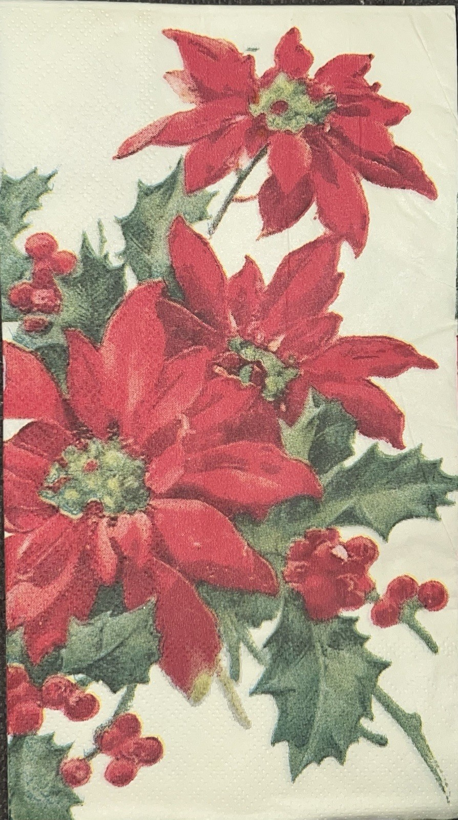 Three  Individual paper dinner Decoupage Napkins Christmas Poinsettia Flowers