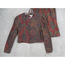 Vintage Karin Stevens Short Set Womens Small Cropped Paisley Boho Button Pleated