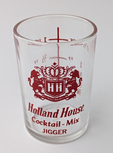 Holland House Cocktail Mix Jigger Clear Measuring Shot Glass Vintage 1960s