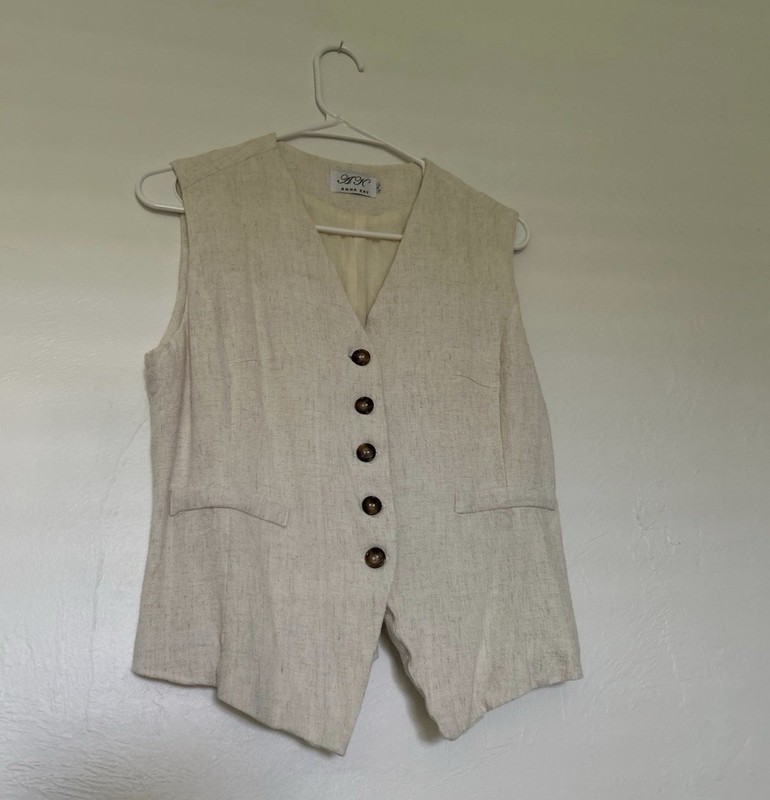 Anna Kay Large Vest - Made in France Viscose 100% Beige
