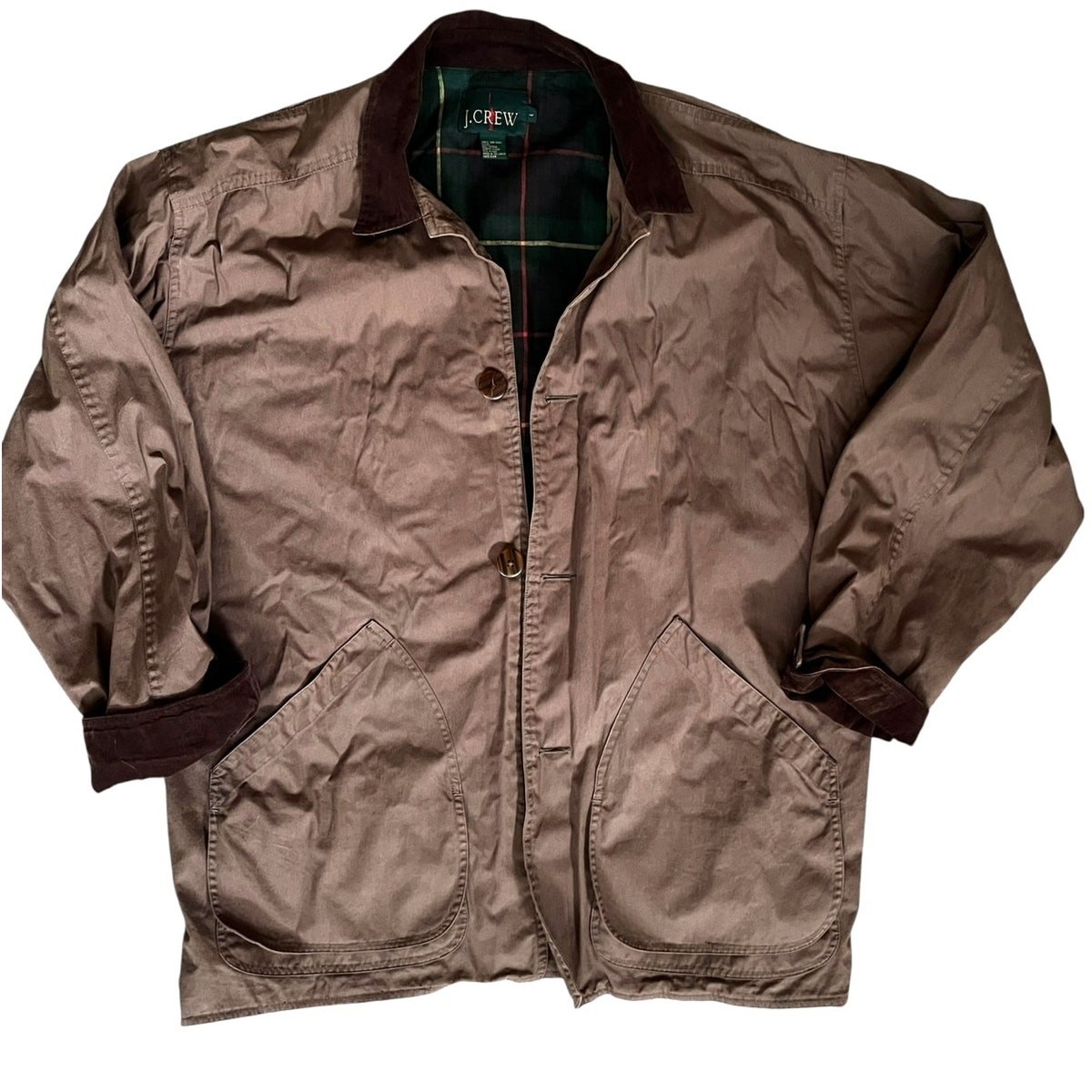 J Crew 90's Oarsman Barn Jacket, Flannel Lined Chore Coat | Mens L