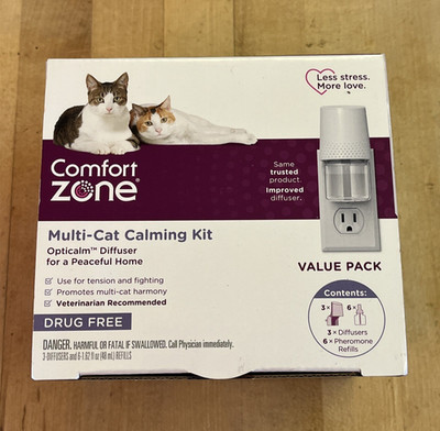 Comfort Zone Multi-Cat Calming Kit Value Pack (3 Diffusers, 6 Refills) - NEW