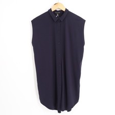 Eileen Fisher Women's Sz S Stretch Viscose Jersey Button Front Shirtdress Blue