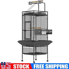 61" Large Bird Cage Playtop Parrot Cage Macaw Cockatiel Cockatoo w/Rolling Stand