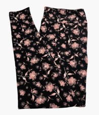LuLaRoe Leggings TC2 Tall Curvy 2 Floral BLACK PINK Daisy Garden Stamp Casual