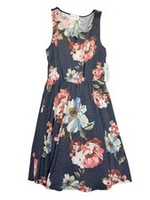 French Grey Tank Dress Women’s Sz M Stitch Fix Evalynn Blue Floral Sleeveless