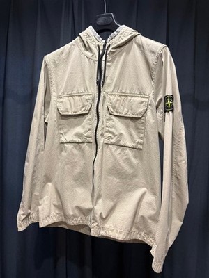 Stone Island Beige Nylon Hooded Jacket L Near Mint Authentic Men's Outerwear