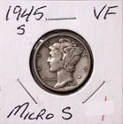 1945-S 'Micro S' Mercury Dime, VF #3256