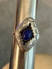 Vintage Native American Blue Lapis Sterling SIlver 925 Signed P Ring Size 7 2.4g