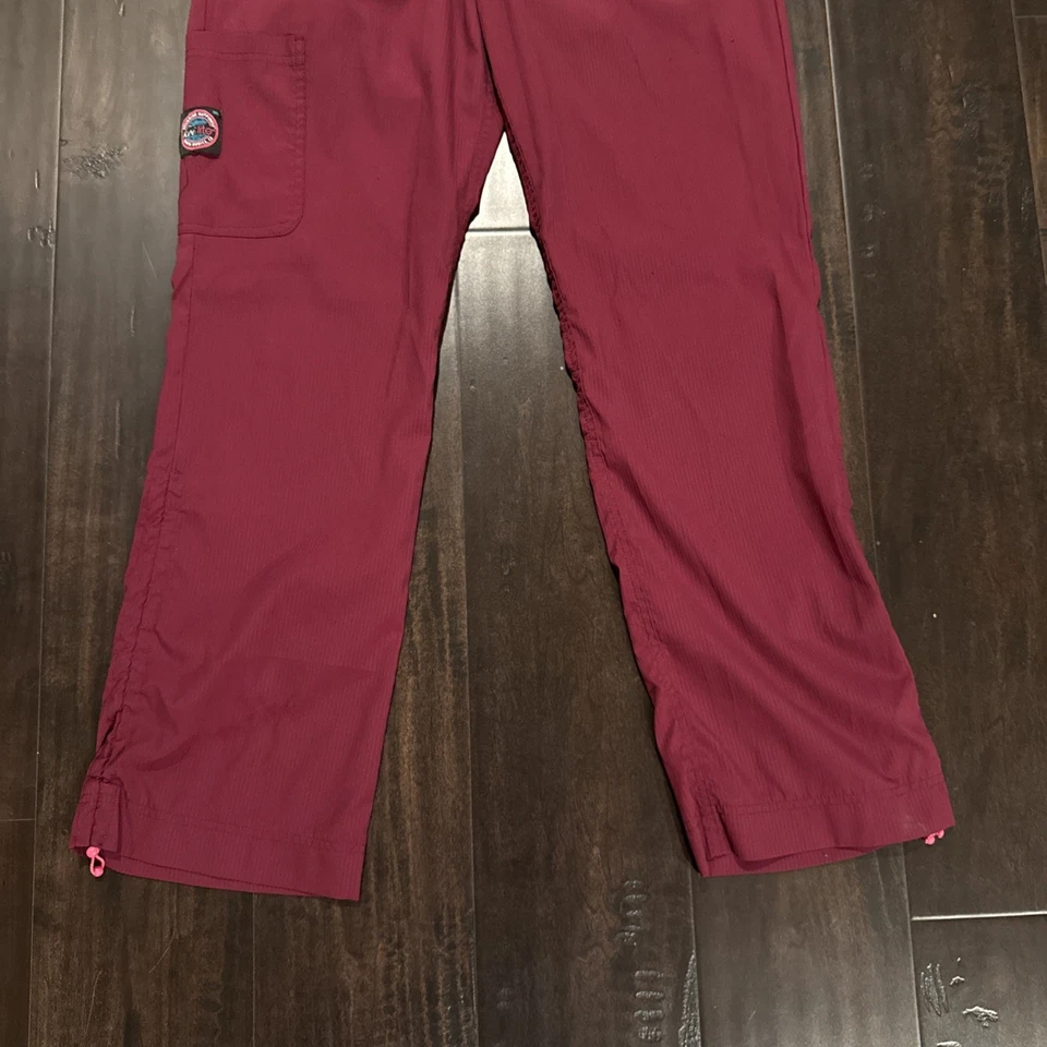 Koi Lite Scrub Pants Medium Petite Dobby Maroon Slim Fit Mechanical Stretch - Image 3 of 4