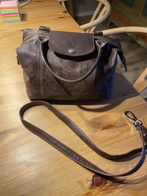Original Vollleder Longchamp Le Pliage Cuir,  Handtasche, braun